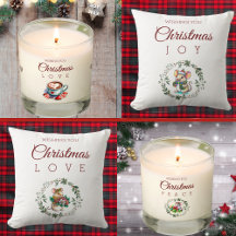 CHRISTMAS CANDLE AND PILLOW GIFTS