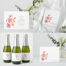 Soft Pink Watercolor Floral Minimal Bridal Shower