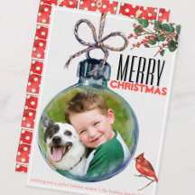 Merry Christmas Photo Bauble Unique Vintage Cards