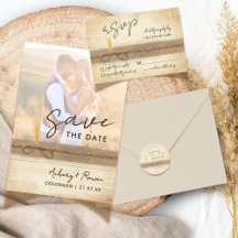 Rustic Faux Wood Burlap Pampass Wedding Invitation