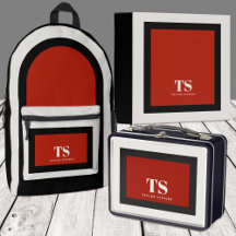 Simple Monogram on Red and Black Colorblock