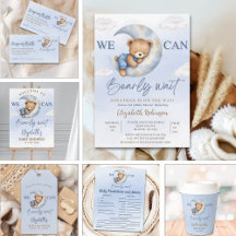 We can Bearly wait - Cute Bear Baby Shower Boy