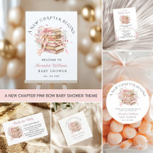 A New Chapter Begins Pink Bow Books Baby Shower