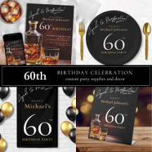 Whiskey Black Gold 60th Birthday Party Theme