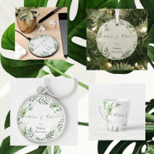 White + Green Botanical Wedding Anniversary Gift 