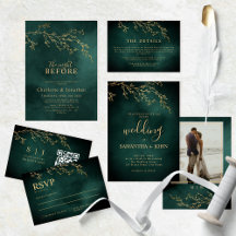 Emerald Green & Gold Botanical Elegant Wedding