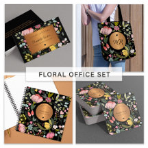 Pastel floral black gold luxury glam business