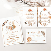 Minimal Modern Neutral Safari Animal Baby Shower 