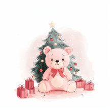 Pink Teddy Bear First Christmas