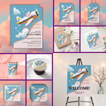 Baby on Board Modern Aviation Airplane Baby Shower