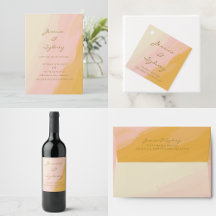 Boho Chic Abstract Watercolor Pink Yellow Wedding