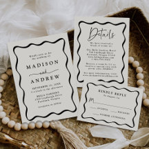 Modern Cream and Black Wavy Frame Wedding