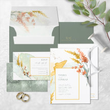 Wildflower Wedding Watercolor Gold