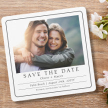Minimal Modern Photo Black White Save The Date