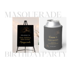 Masquerade Mask Birthday - Black & Gold  