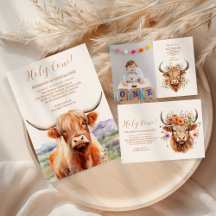 Cute Highland Cow 1st Birthday