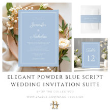 Elegant Powder Blue Script Wedding Suite