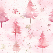 Pink Vintage Christmas Pine Trees