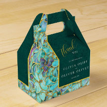 Turquoise Flowers and Deep Emerald Green