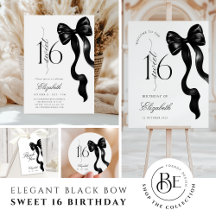 Sweet 16 Black Bow Birthday