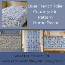 Blue French Toile Countryside Pattern Home Decor
