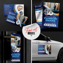 Modern Plumber Plumbing Installation Blue Orange