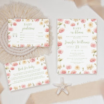 Pastel blush pink floral baby in bloom shower