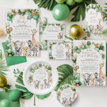 Safari Animal Tropical Green Wild One Baby Shower