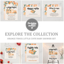 Orange Truck Little Cutie Baby Shower Set