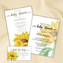 Minimalistic Watercolor Sunflower Baby Shower 