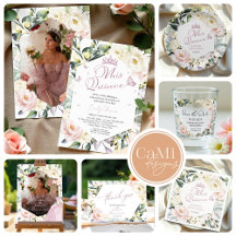 Boho Greenery Floral Frame Quinceañera Collection