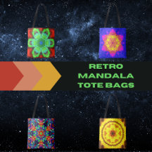Retro Mandala Tote Bags