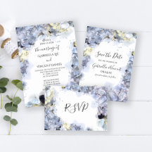 Blue Hydrangea Watercolor Wedding