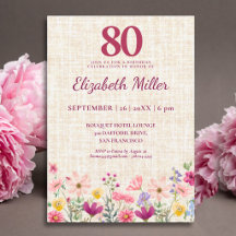 Elegant 80th Birthday Linen Floral Collection