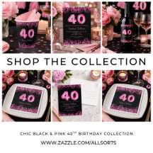 Black & Pink 40th Birthday Party Collection