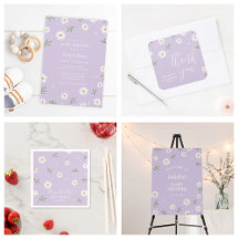 White Daisies Pastel Purple Baby Shower