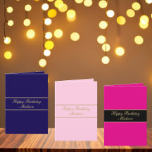 Happy Birthday Gold Script Name Card