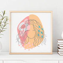 Modern Abstract Boho Orange Pink Woman