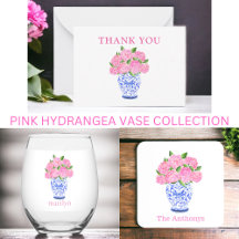 Pink Hydrangeas in Chinoiserie Vase