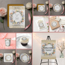 Gold Pressed Wildflower in Bloom Baby Shower