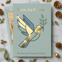 Peace Dove Love and Joy Folk Art Christmas Cards