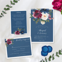 Enchanted Garden Dusty Blue Burgundy Navy