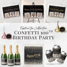 Rose Gold Silver Confetti 100th Birthday Party