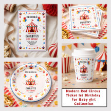 Modern Red Circus 1st Birthday Collection 