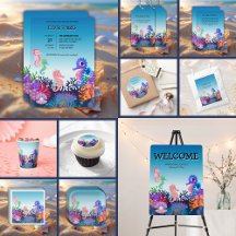 Modern Under the Sea Seahorse Baby Shower