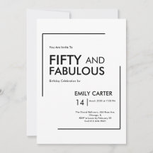 50 and Fabulous Fiftieth Birthday Party Invitation