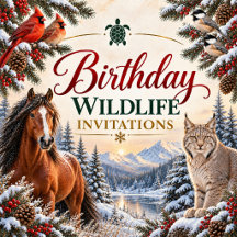 Winter Birthday Wildlife Invitations