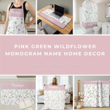 Pink Wildflower Monogram Name Home Decor