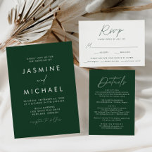 Modern Script Green Wedding Collection