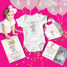 GIRL PRECIOUS ELEPHANT 1ST BIRTHDAY PARTY & GIFTS